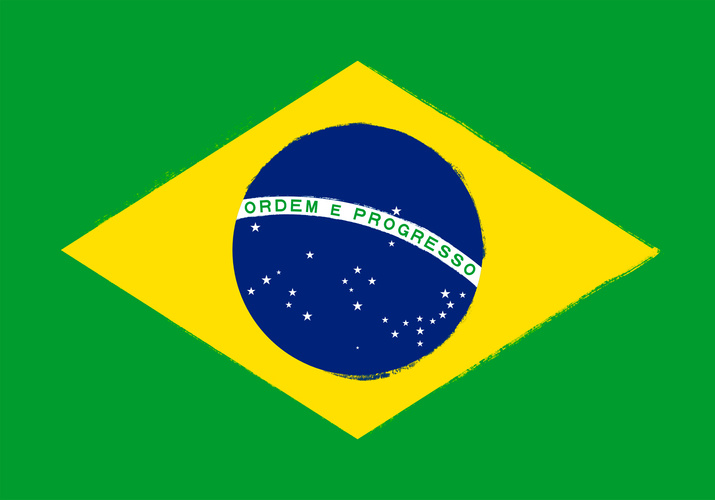 Flag of Brazil. Brush Strokes Painted National Symbol Background Illustration